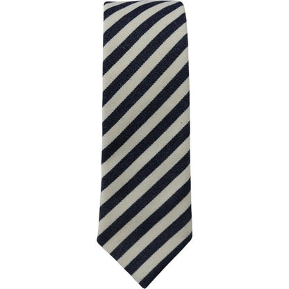 Denny Rose White Blue Striped Classic Adjustable Men Silk Tie