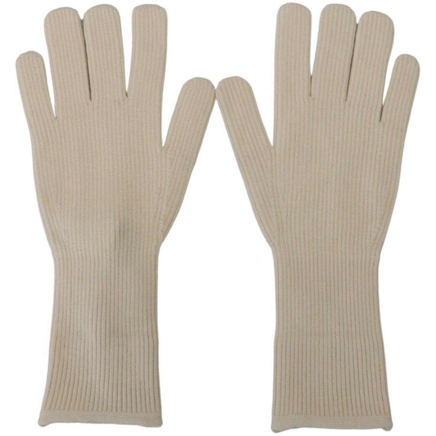 Dolce & Gabbana White Cashmere Knitted Hands Mitten Mens Gloves