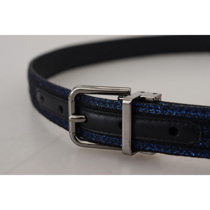 Dolce & Gabbana Blue Jacquard Stripe Silver Buckle Belt