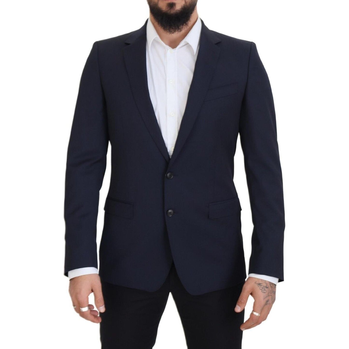 Dolce & Gabbana Dark Blue Wool Single Breasted MARTINI Blazer
