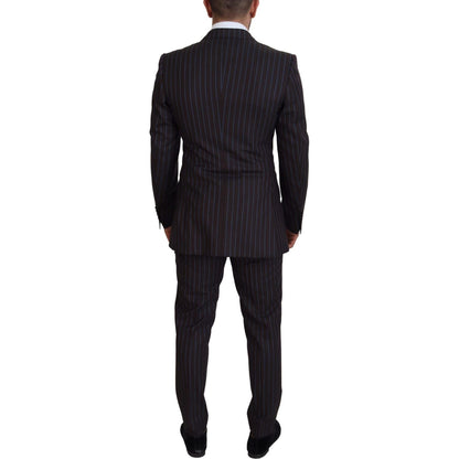 Dolce & Gabbana Black Striped Wool Formal 2 Piece Suit