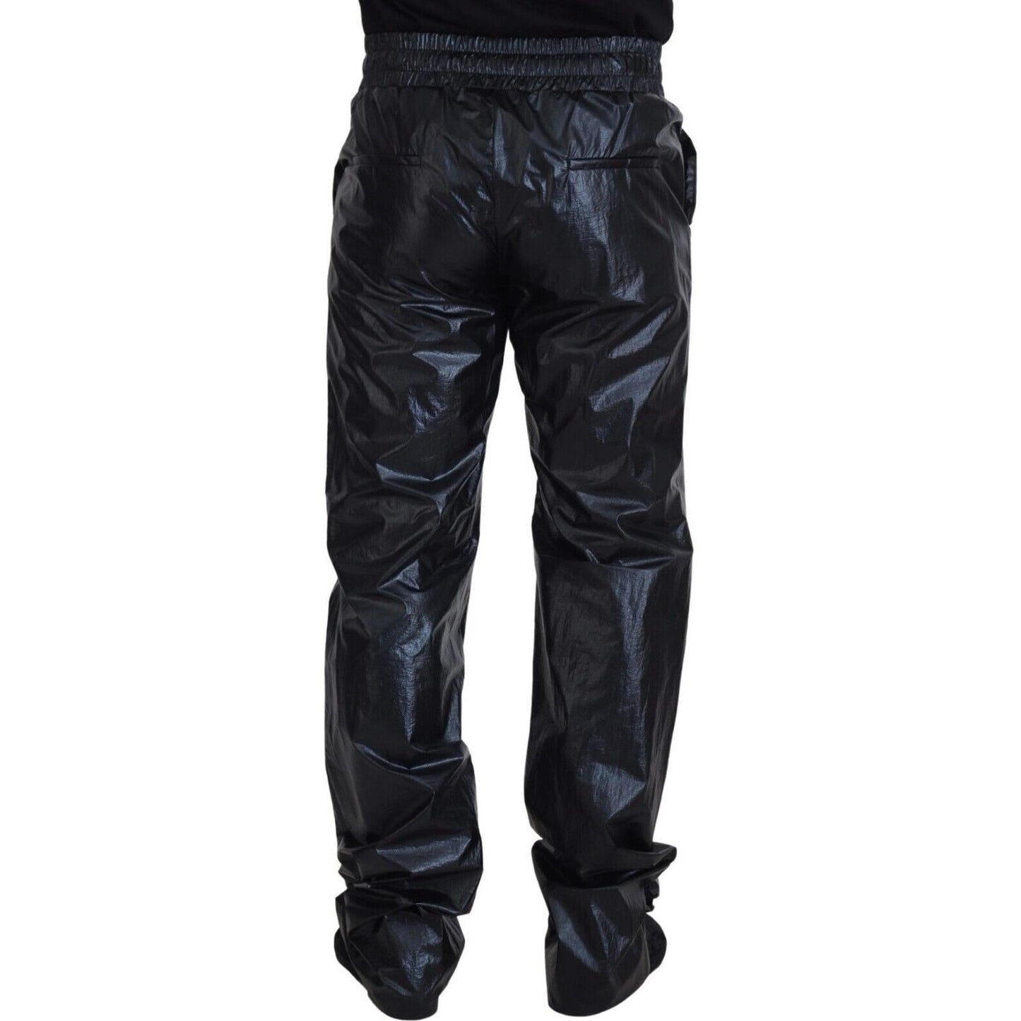 Dolce & Gabbana Black Shining Drawstring Trouser Nylon Pants