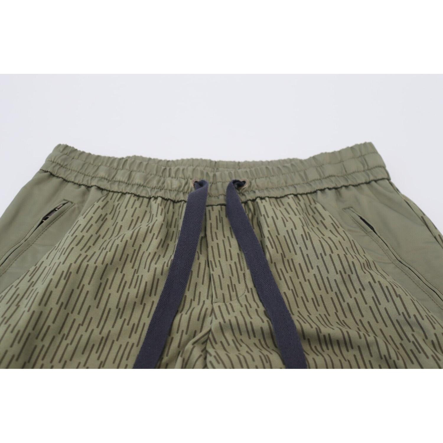 Dolce & Gabbana Green Striped Cargo Zipper Leg Men Trouser Pants