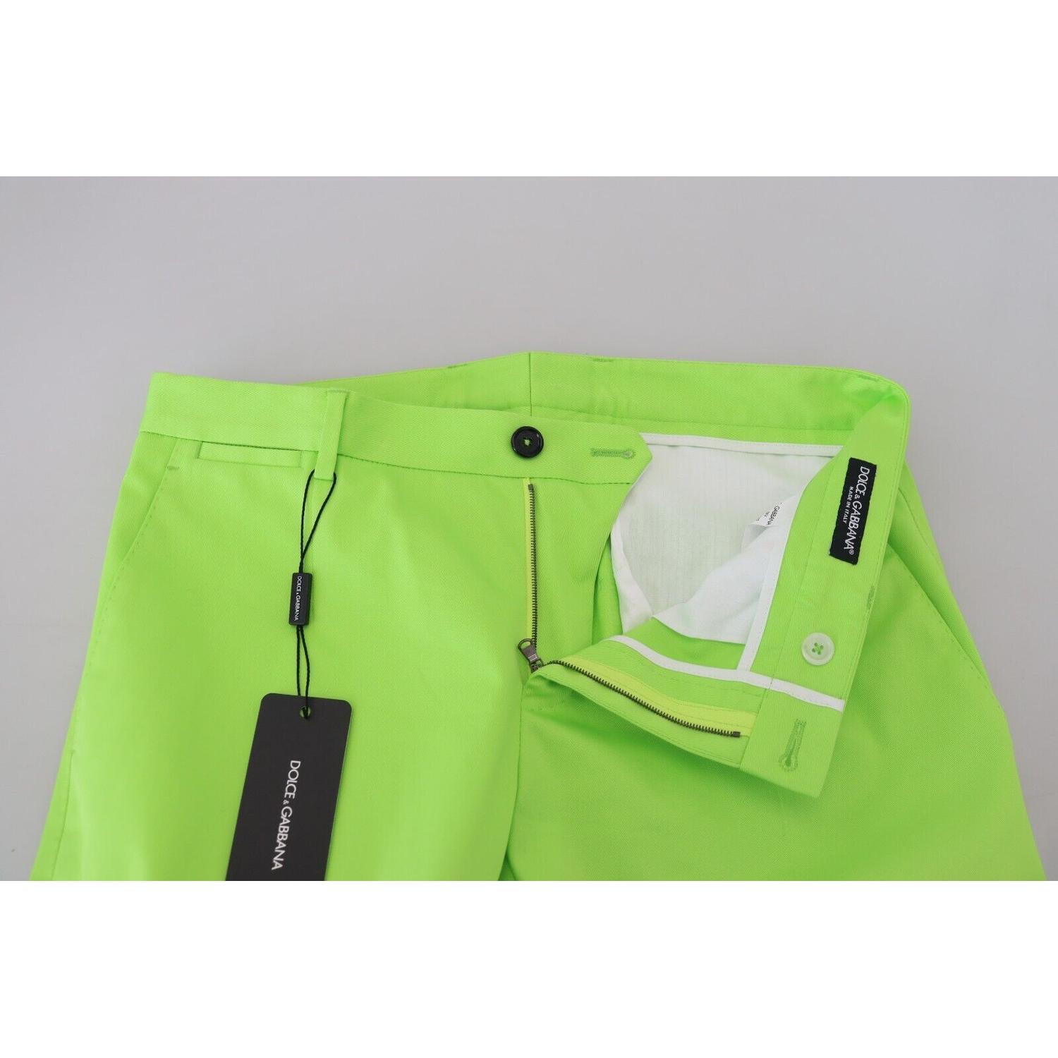 Dolce & Gabbana Light Green Cotton Skinny Men Trousers Pants