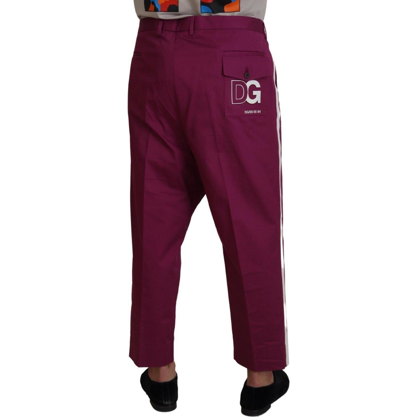Dolce & Gabbana Magenta Cotton DG Logo Pocket Trouser Pants