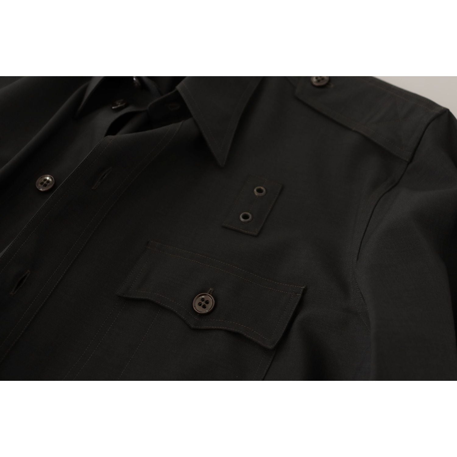 Dolce & Gabbana Dark Green Cotton Slim Fit Casual Men Shirt