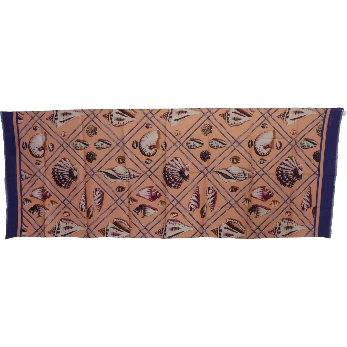 Dolce & Gabbana Blue Linen Seashell Pattern Mens Wrap Shawl Scarf