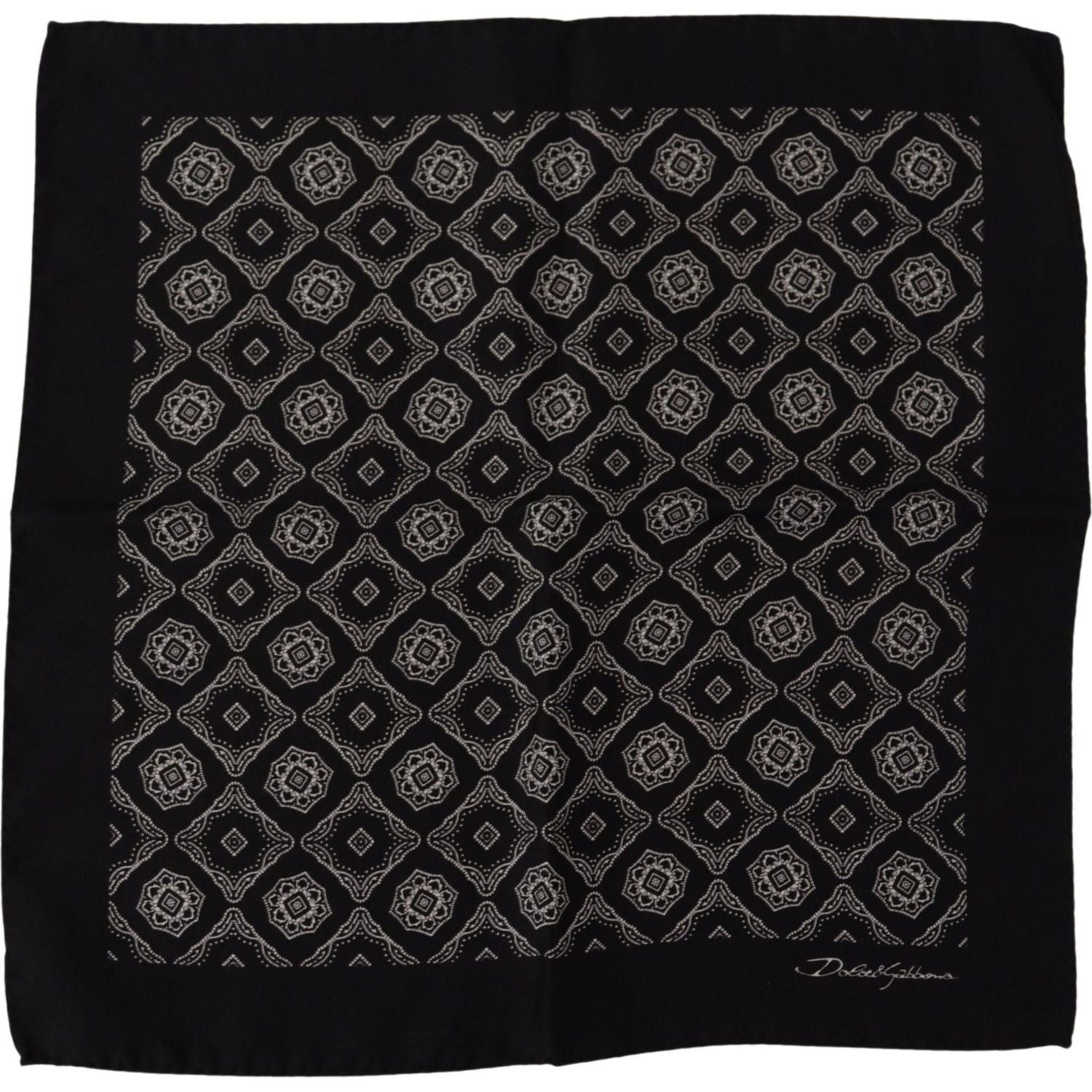 Dolce & Gabbana Black Geometric Patterned Square Handkerchief Scarf