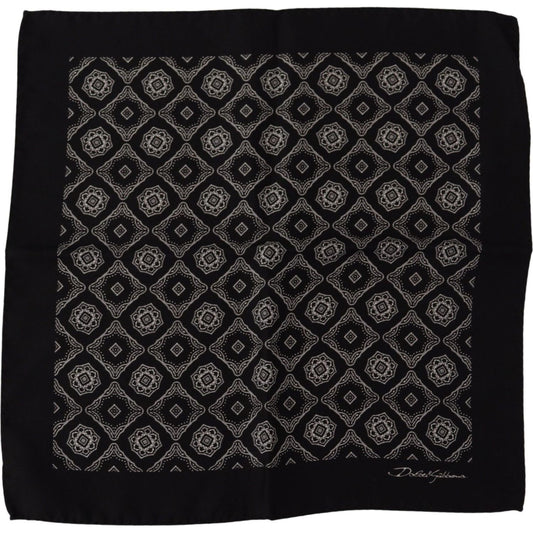 Dolce & Gabbana Black Geometric Patterned Square Handkerchief Scarf