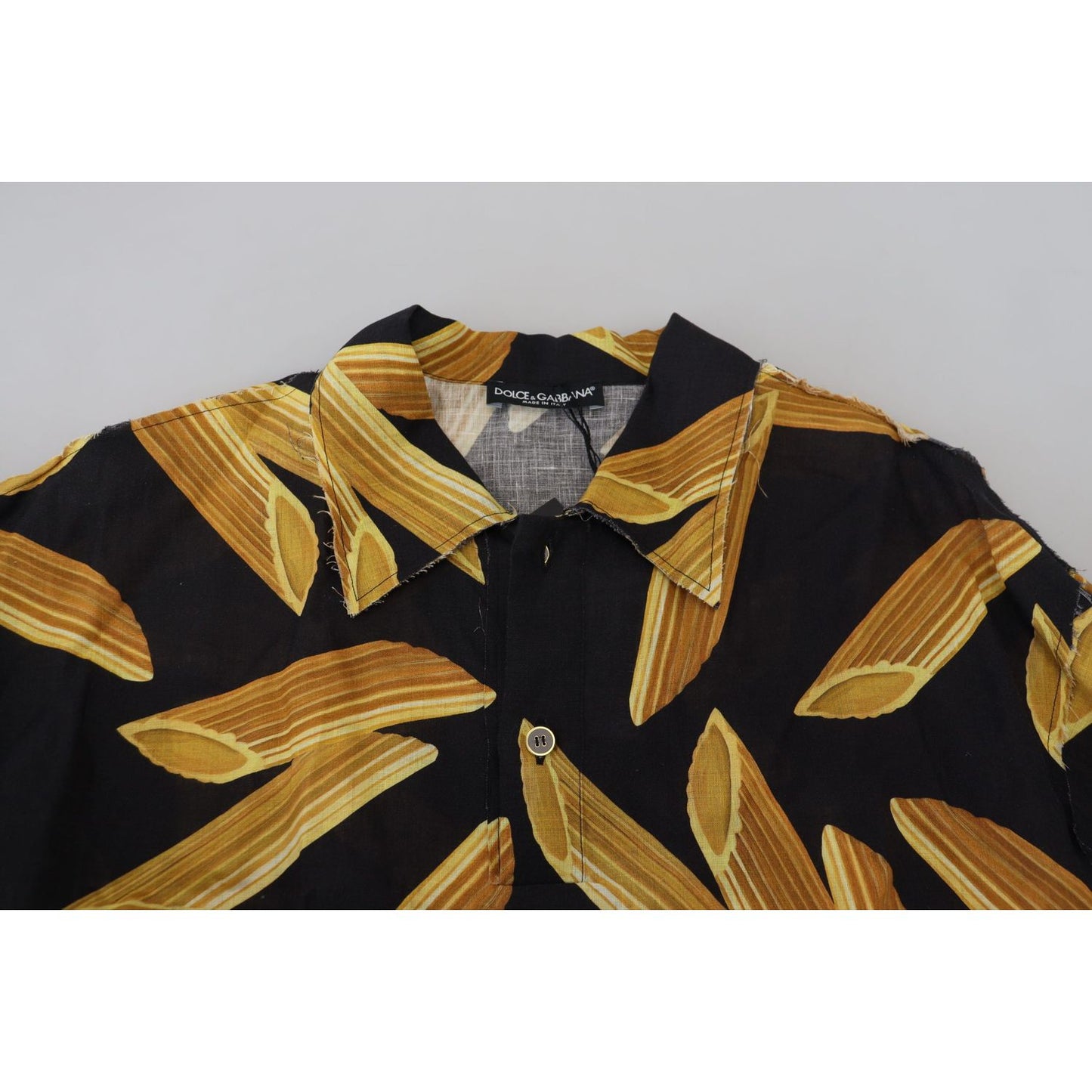 Dolce & Gabbana Black Casual Penne Rigate Linen Casual Shirt