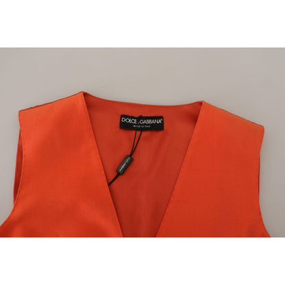Dolce & Gabbana Orange Sleeveless Waistcoat Cropped Vest Top