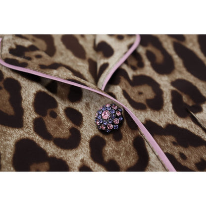 Dolce & Gabbana Brown Leopard Print Long Sleeves Blouse Top