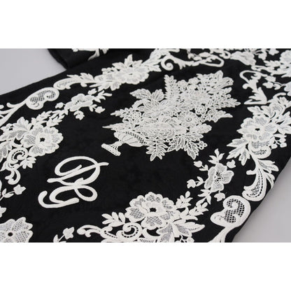 Dolce & Gabbana Black Lace Trim Half Sleeves A-line Dress