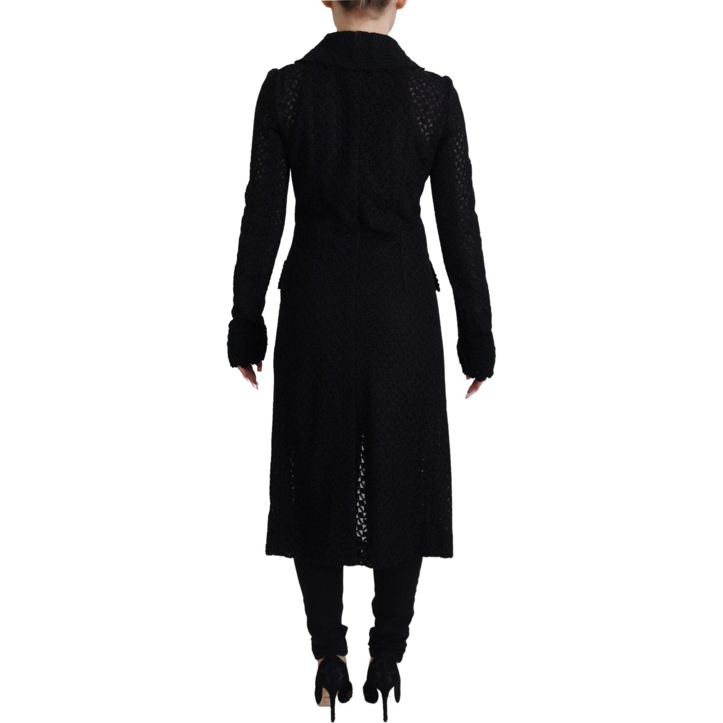 Dolce & Gabbana Black Button Down Long Blazer Cotton Jacket
