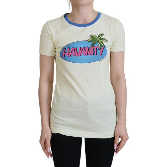 Dolce & Gabbana Yellow Havanity Round Neck Tee Cotton T-shirt