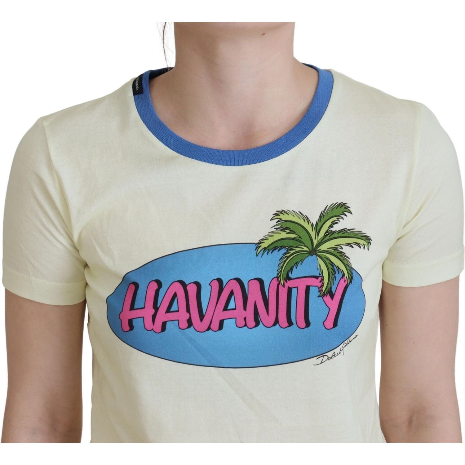 Dolce & Gabbana Yellow Havanity Round Neck Tee Cotton T-shirt