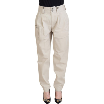 Dolce & Gabbana Beige High Waist Women Pants