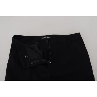 Dolce & Gabbana Black Tapered Women Wool Pants
