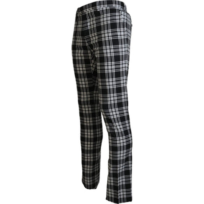 BENCIVENGA Black Checkered Cotton Men Casual Pants