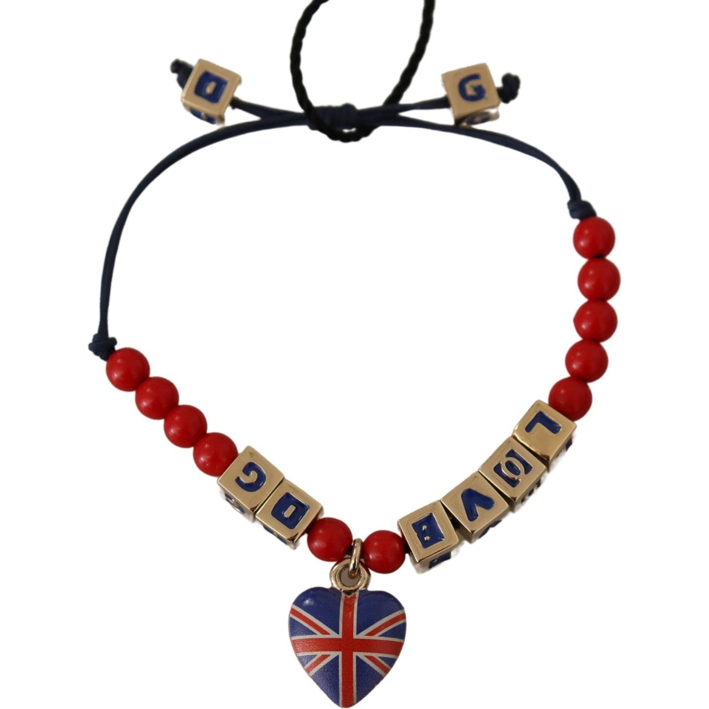 Dolce & Gabbana Red Blue Beaded DG LOVES LONDON Flag Branded Bracelet Bracelet