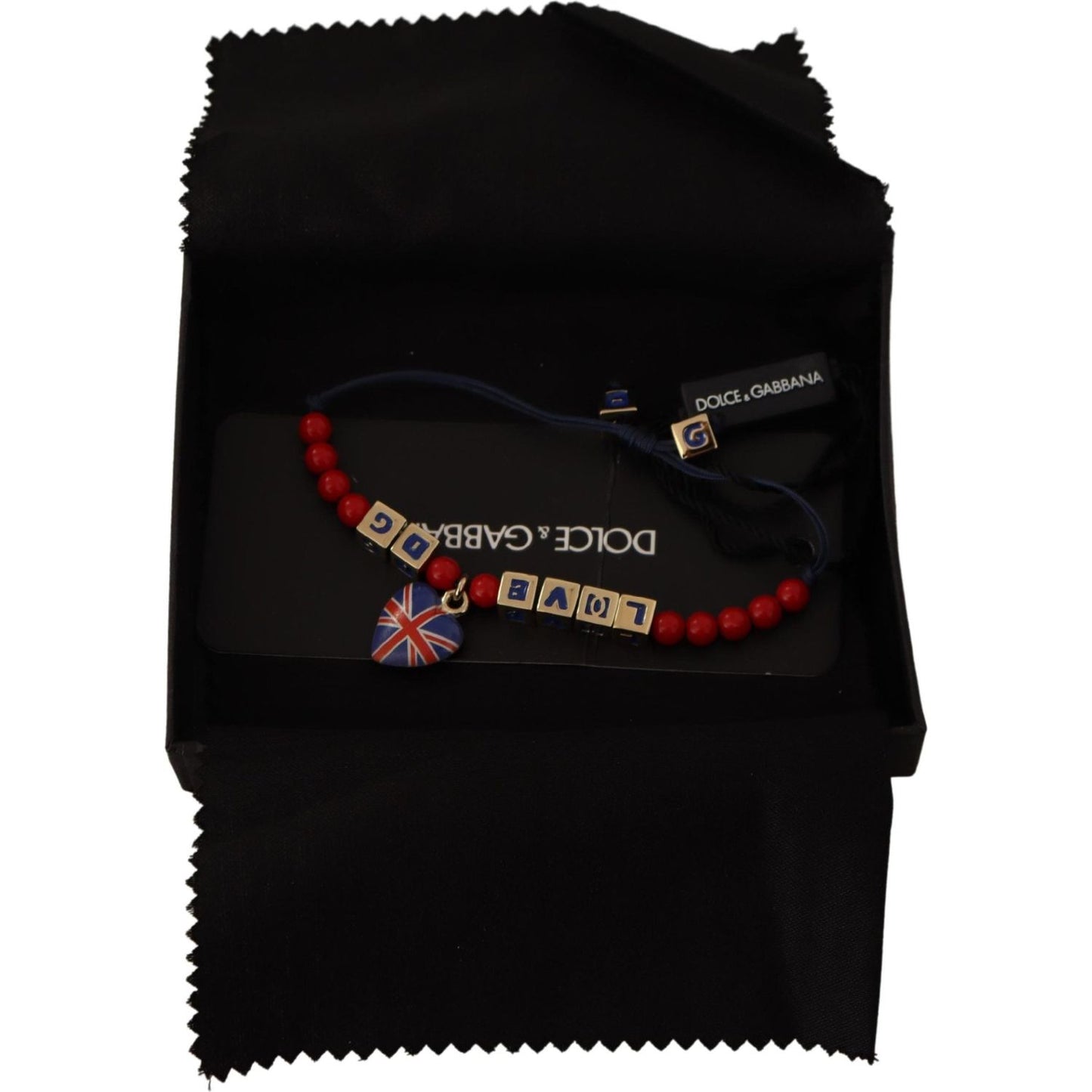 Dolce & Gabbana Red Blue Beaded DG LOVES LONDON Flag Branded Bracelet Bracelet