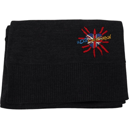 Dolce & Gabbana Black Sacred Heart #DGLovesLondon Wrap Scarf