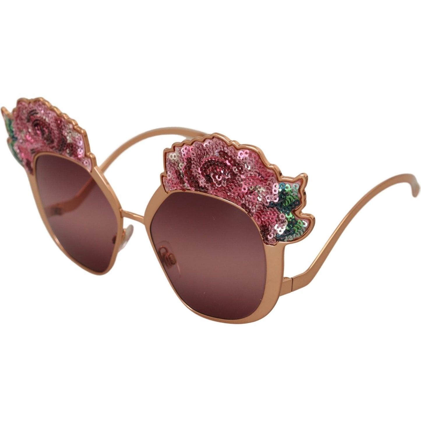 Dolce & Gabbana Pink Gold Rose Sequin Embroidery DG2202 Sunglasses