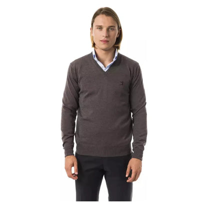 Uominitaliani Gray Merino Wool Men Sweater
