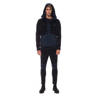 Nicolo Tonetto Black Wool Men Jacket with Hood and Pockets