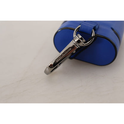 Dolce & Gabbana Blue Leather Silver Metal Logo Airpods Case