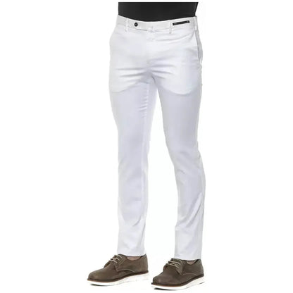 PT Torino White Cotton Men Slim Trouser Jeans & Pants