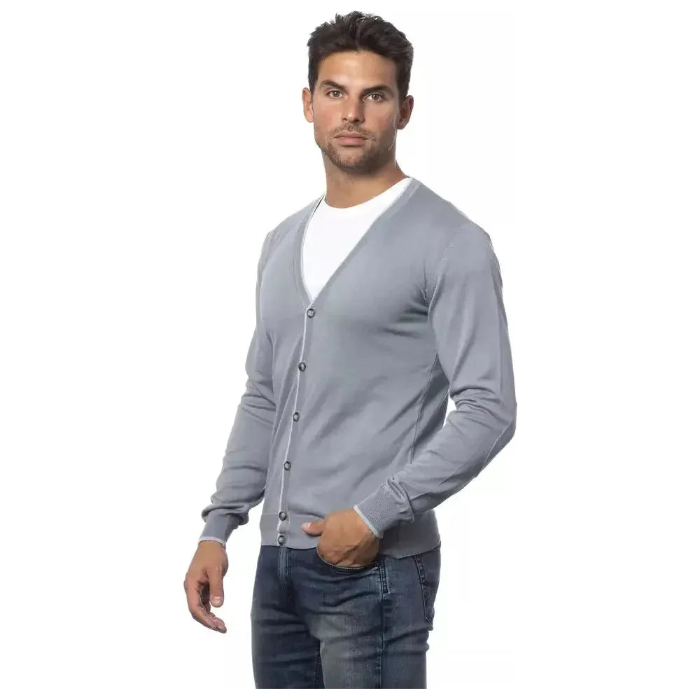Verri Gray Cotton Men Cardigan