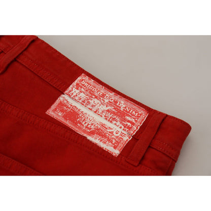 Dolce & Gabbana Red Cotton Straight Fit Men Denim Jeans