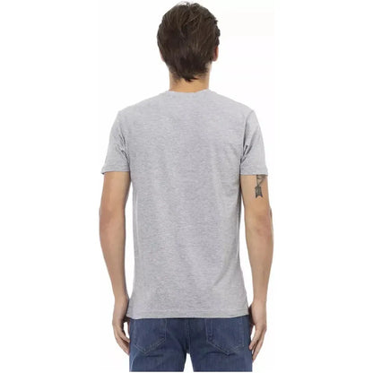 Trussardi Action Gray Cotton Men's V-Neck T-Shirt