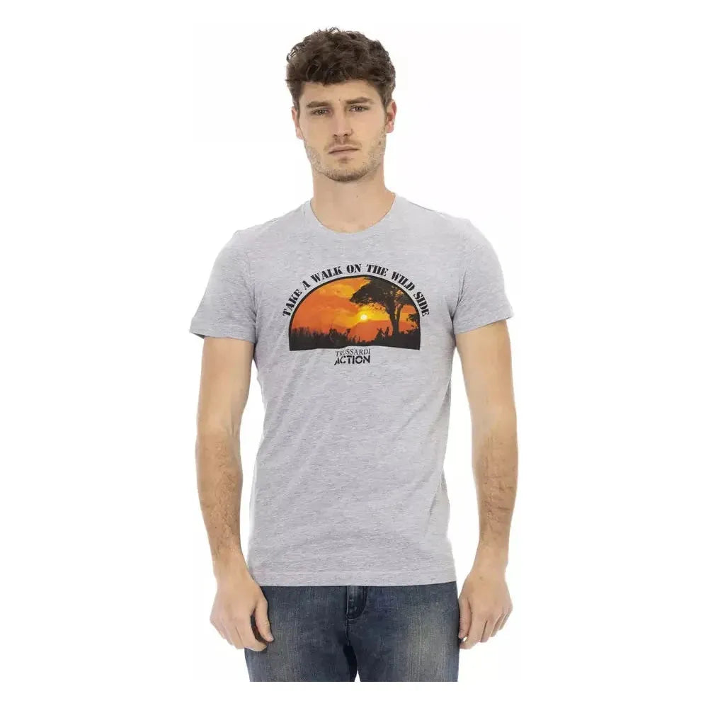 Trussardi Action Gray Cotton Men T-Shirt