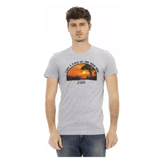Trussardi Action Gray Cotton Men T-Shirt