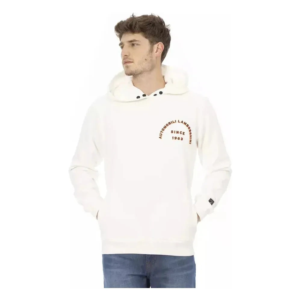 Automobili Lamborghini White Cotton Men's Sweater with Pockets