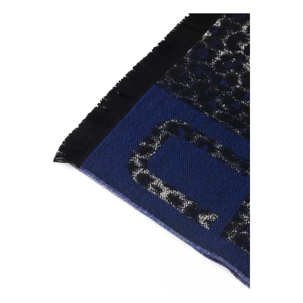Cavalli Class Blue Wool Men Scarf Scarves