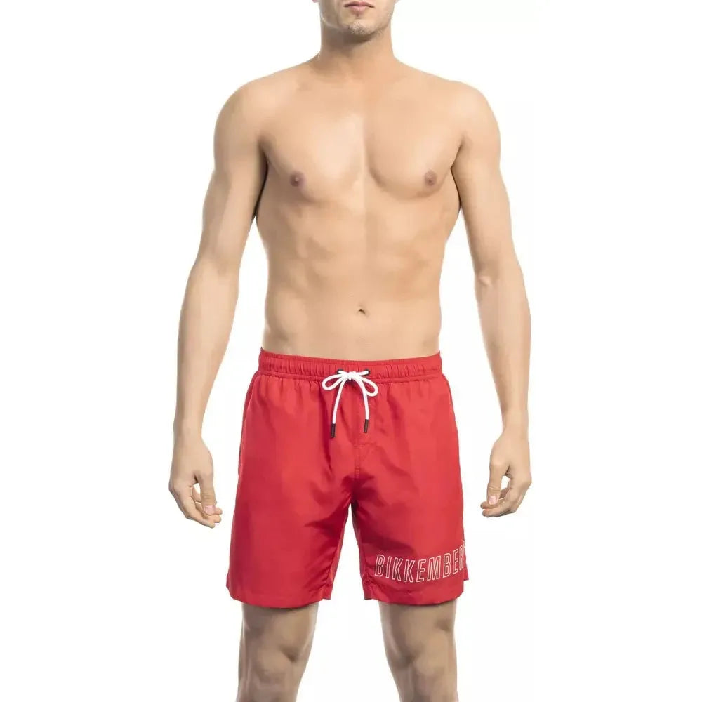 Bikkembergs Red Polyester Men Swim Short