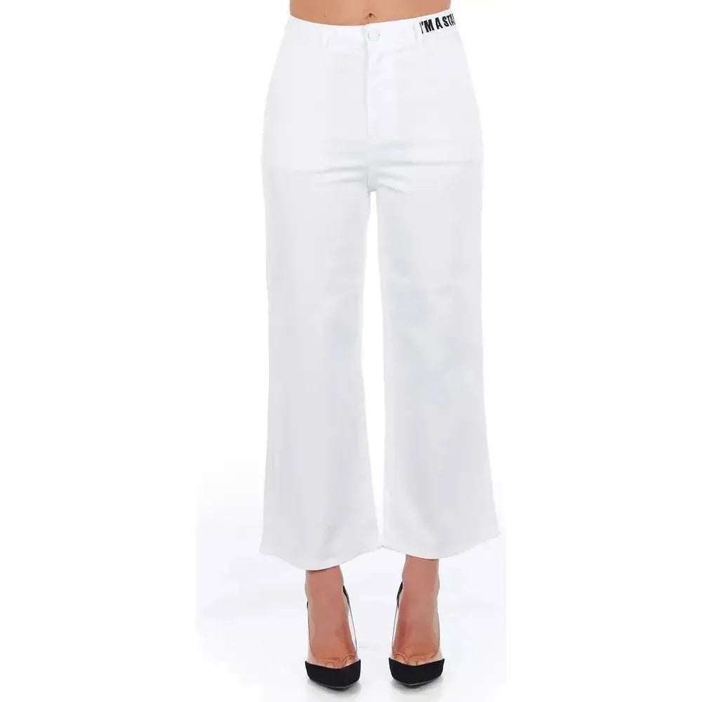 Frankie Morello White Cotton Women Cropped Trouser