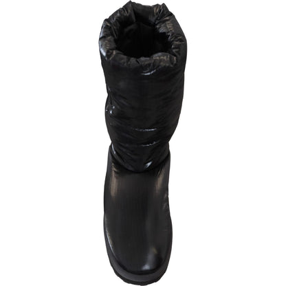 Dolce & Gabbana Black Boots Padded Mid Calf Winter Shoes