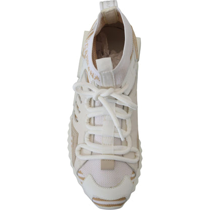 Dolce & Gabbana White Beige Sorrento Sneakers Shoes