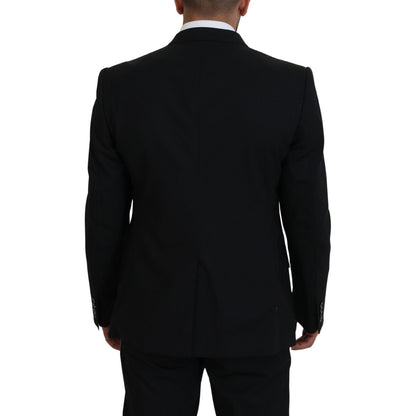 Dolce & Gabbana Black Wool Stretch Slim Fit Jacket Blazer