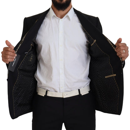 Dolce & Gabbana Black Wool Stretch Slim Fit Jacket Blazer