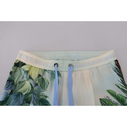 Dolce & Gabbana White Floral Printed Men Jogger Pants