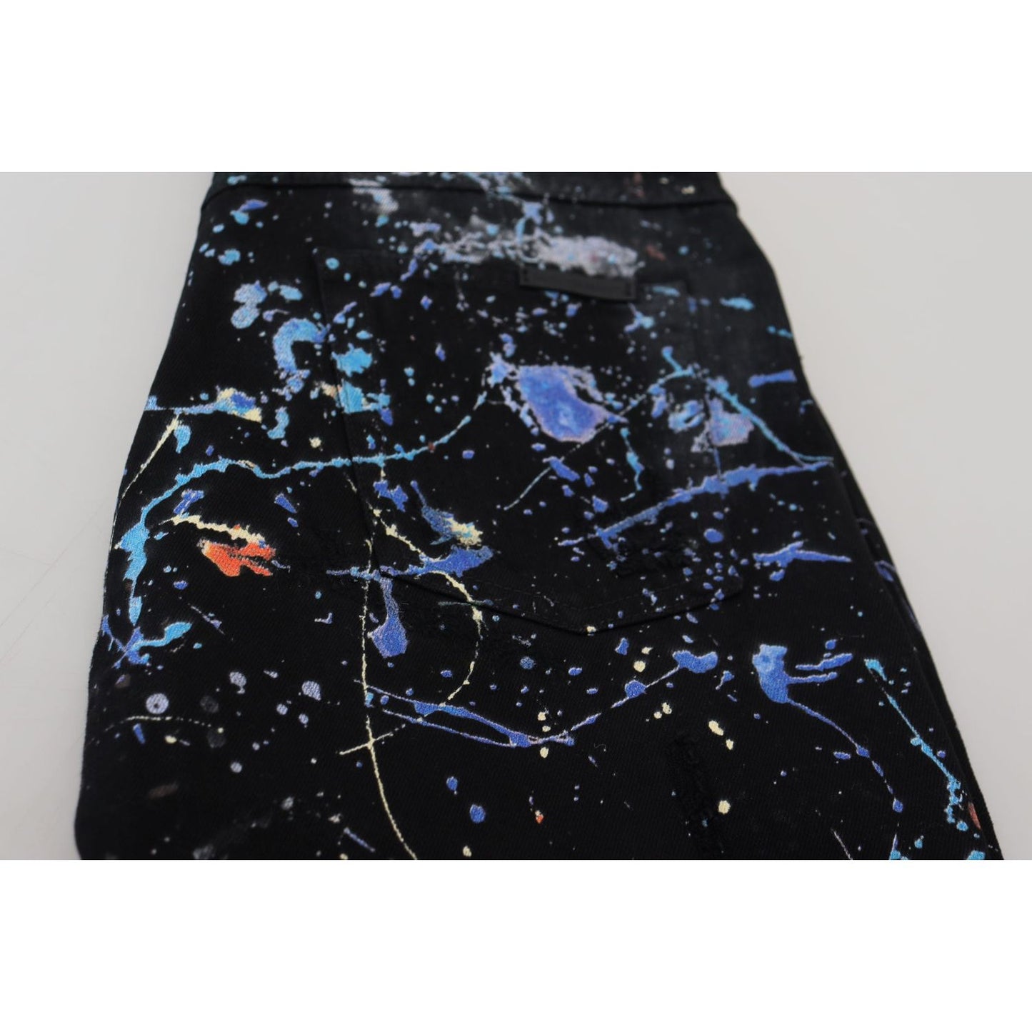Dolce & Gabbana Black Cotton Color Splash Print Denim Jeans PAN73303 - 48