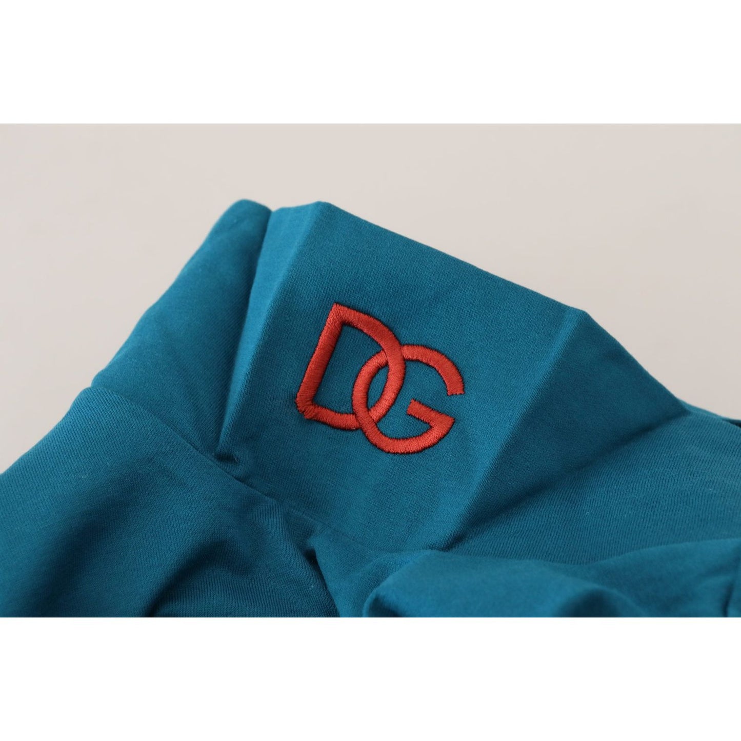 Dolce & Gabbana Blue Cotton Collared Slim Pullover Sweater