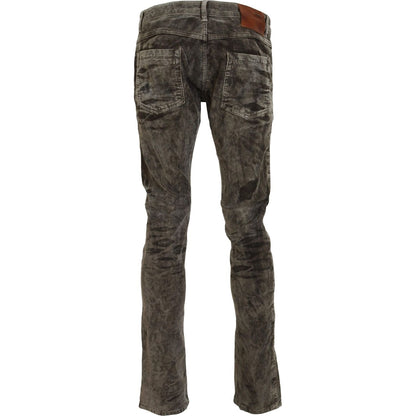 Acht Gray Washed Cotton Corduroy Slim Fit Men Jeans