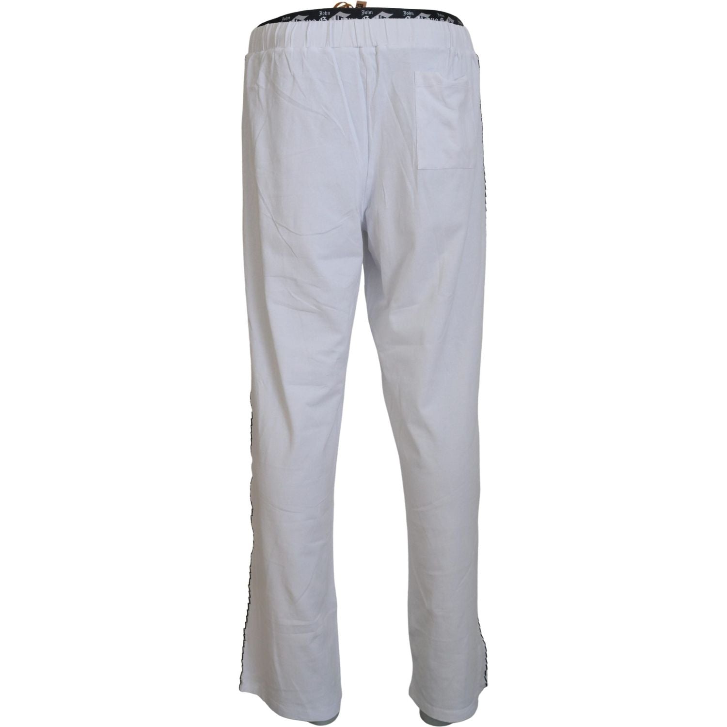 John Galliano White Cotton Logo Loose Men Pants