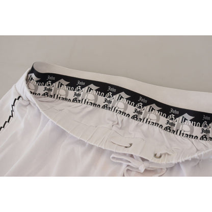 John Galliano White Cotton Logo Loose Men Pants